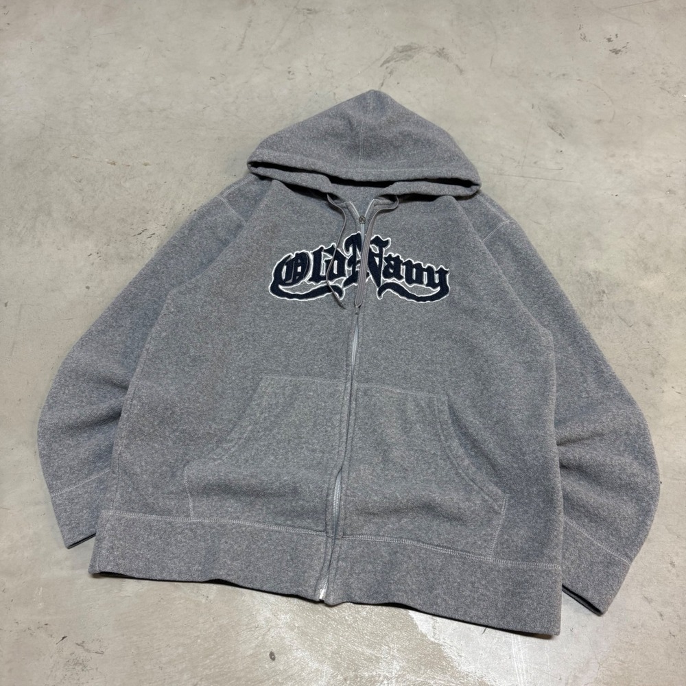 Vintage y2k Gray Old Navy Fleece Zip Up Hoodie